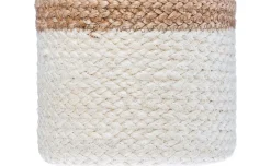 Cestino in juta bianco con bordo naturale Ø16 cm