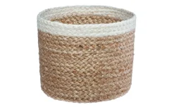 Cestino in juta naturale con bordo bianco Ø19 cm