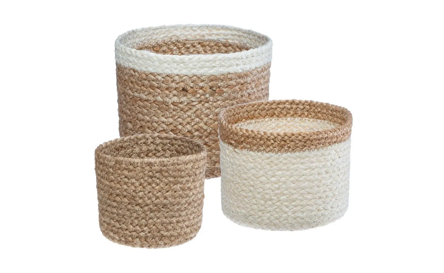 Cestino in juta naturale con bordo bianco Ø19 cm