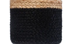 Cestino in juta nero con bordo naturale Ø16 cm