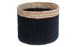 Cestino in juta nero con bordo naturale Ø16 cm