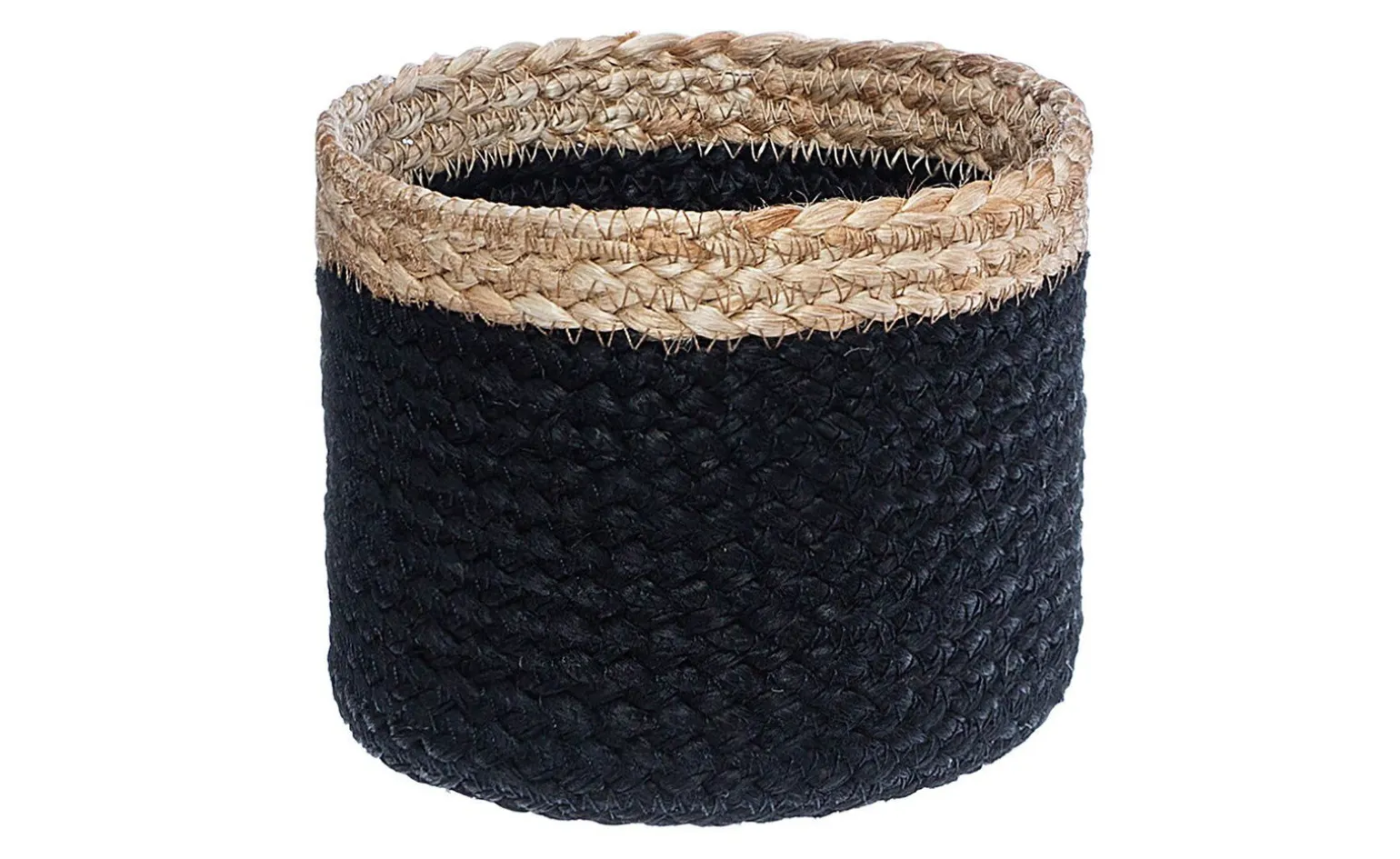 Cestino in juta nero con bordo naturale Ø16 cm