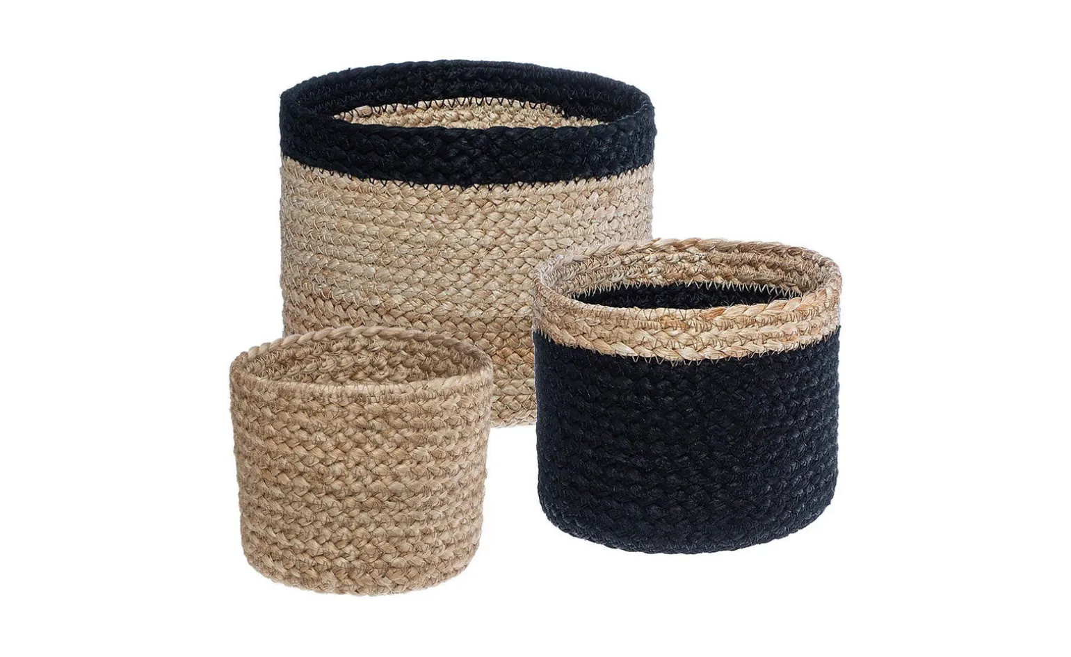Cestino in juta nero con bordo naturale Ø16 cm