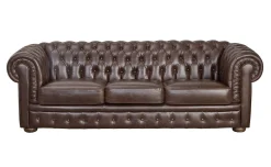 Chester divano 3 posti maxi in pelle antique marrone