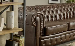 Chester divano 3 posti maxi in pelle antique marrone