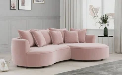 Chic divano 3 posti con penisola rosa