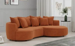 Chic divano 3 posti con penisola color mattone