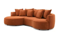 Chic divano 3 posti con penisola color mattone