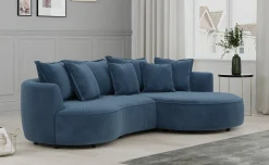 Chic divano 3 posti con penisola blu
