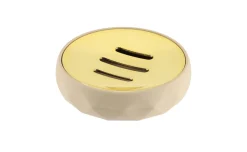 Chic portasapone beige e oro a rombi Ø10,5 cm
