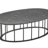 Chic tavolino elittico metallo nero e piano grigio martellato