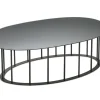 Chic tavolino ellittico metallo nero e piano grigio