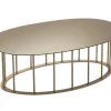 Chic tavolino ellittico metallo beige e piano bronzo