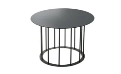 Chic tavolino rotondo Ø 60 metallo nero e piano grigio