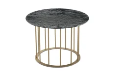 Chic tavolino rotondo Ø 60 metallo beige e piano grigio martellato