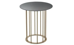 Chic tavolino rotondo Ø 45 metallo beige e piano grigio