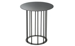 Chic tavolino rotondo Ø 45 metallo nero e piano grigio