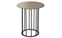 Chic tavolino rotondo Ø 45 metallo nero e piano bronzo martellato