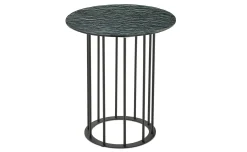 Chic tavolino rotondo Ø  45 metallo nero e piano grigio martellato