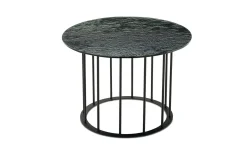 Chic tavolino rotondo Ø 60 metallo nero e piano grigio martellato
