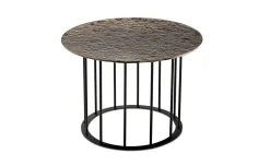 Chic tavolino rotondo Ø 60 metallo nero e piano bronzo martellato