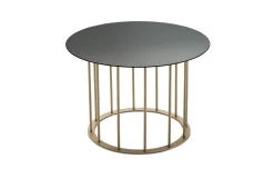 Chic tavolino rotondo Ø 45 metallo beige e piano grigio