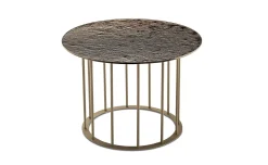 Chic tavolino rotondo Ø 60 metallo beige e piano bronzo martellato