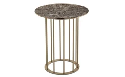 Chic tavolino struttura metallo beige e piano bronzo martellato martellato