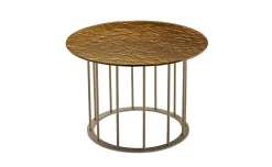 Chic tavolino struttura metallo beige e piano ambra martellato