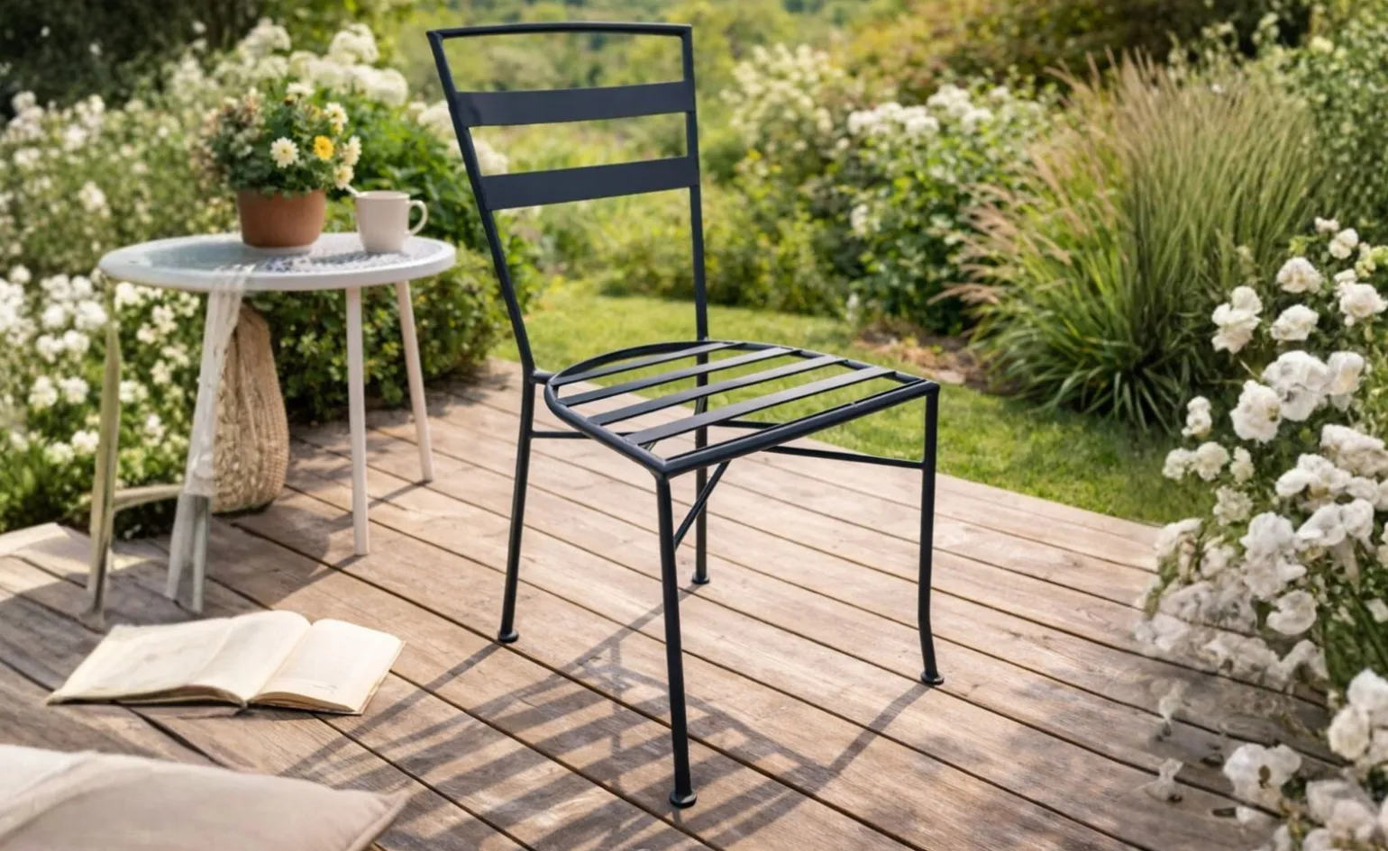 Cipro sedia in ferro nero 44x50 cm