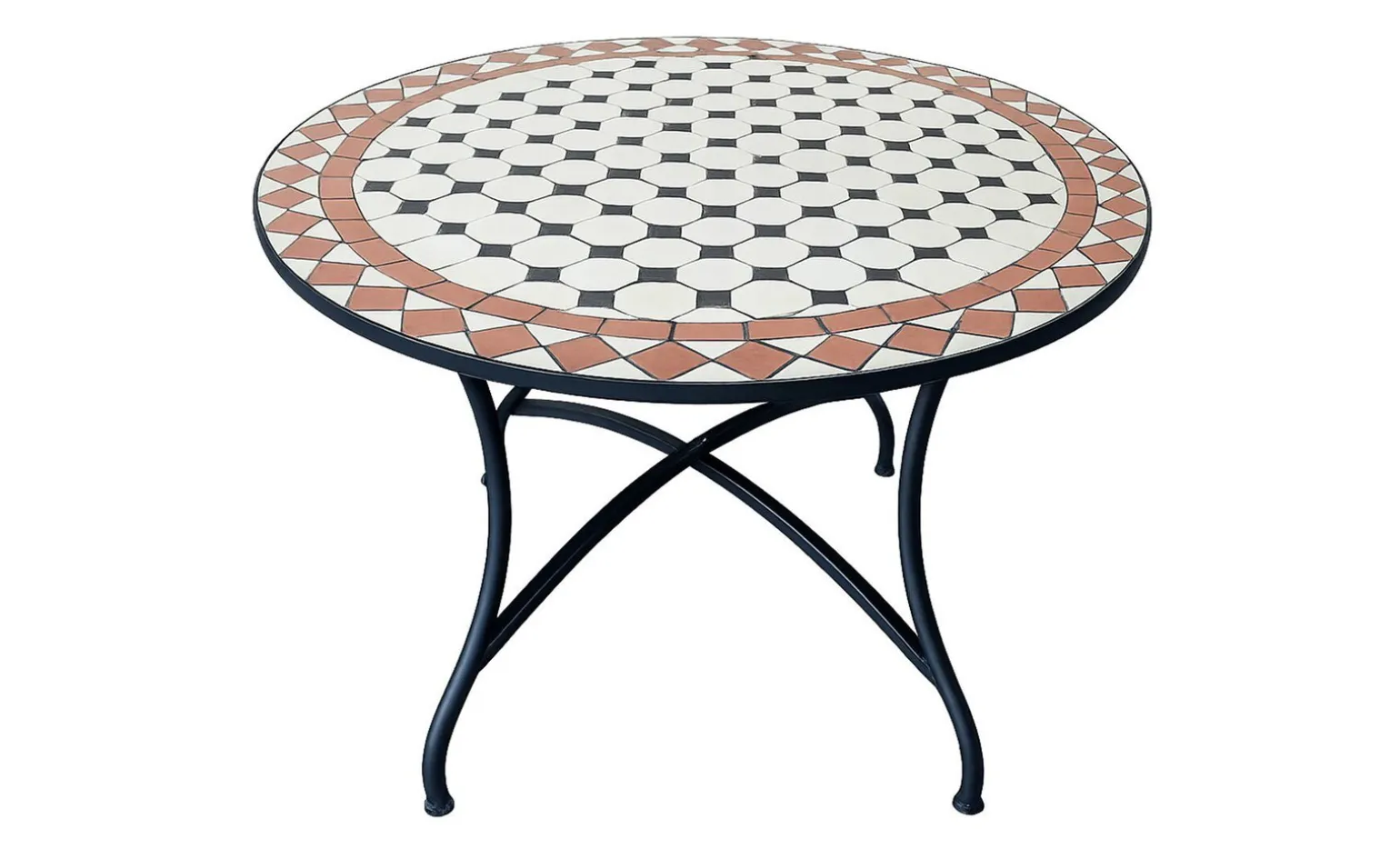 Cipro tavolo in ferro nero con mosaico Ø100x75 cm