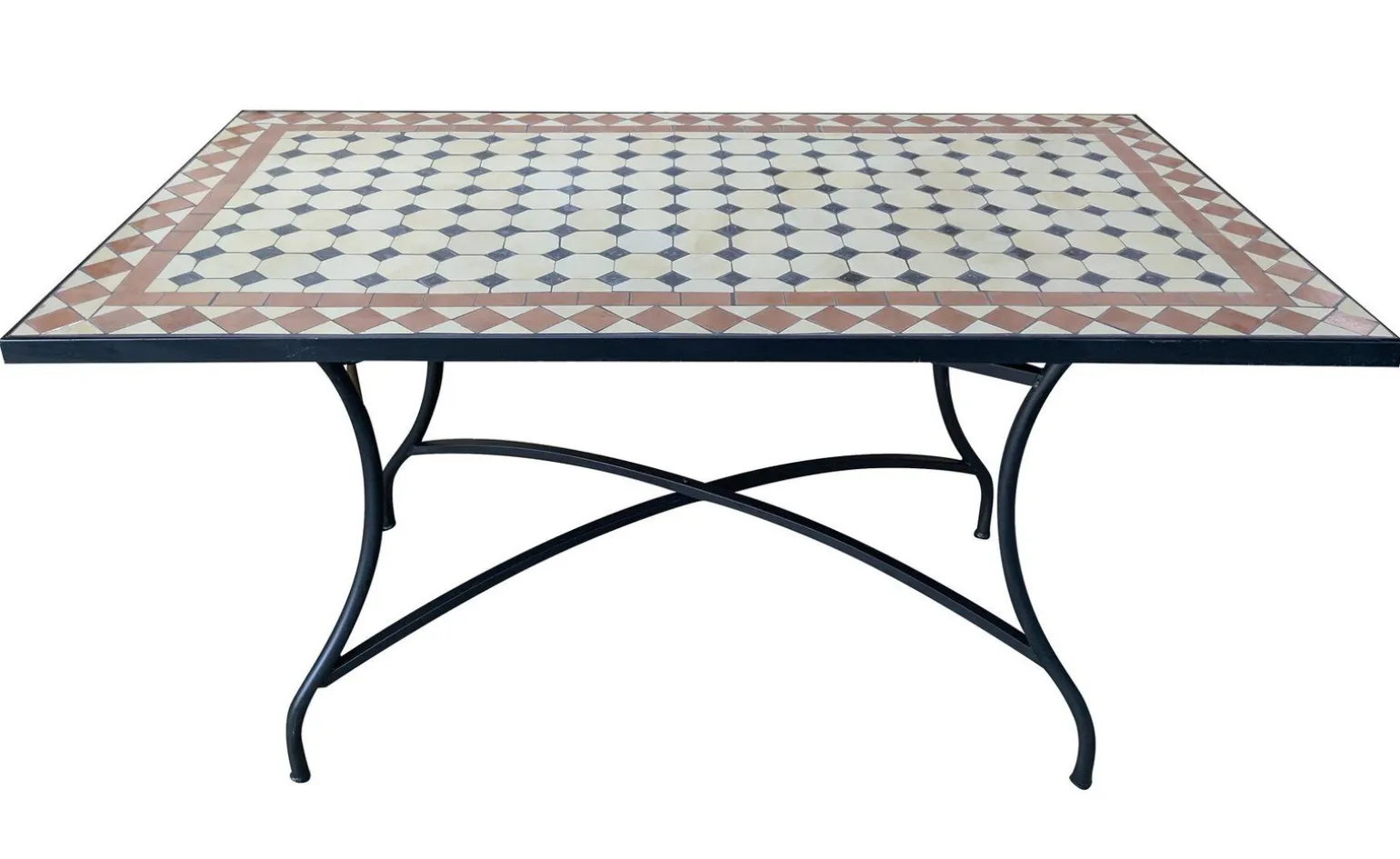 Cipro tavolo in ferro nero con mosaico 150x80 cm