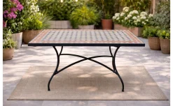 Cipro tavolo in ferro nero con mosaico 150x80 cm