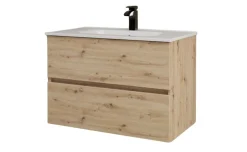 Cleo base sospesa 2 cassetti rovere, con lavabo in ceramica