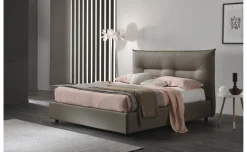 Clio letto matrimoniale con contenitore in tessuto effetto nabuk