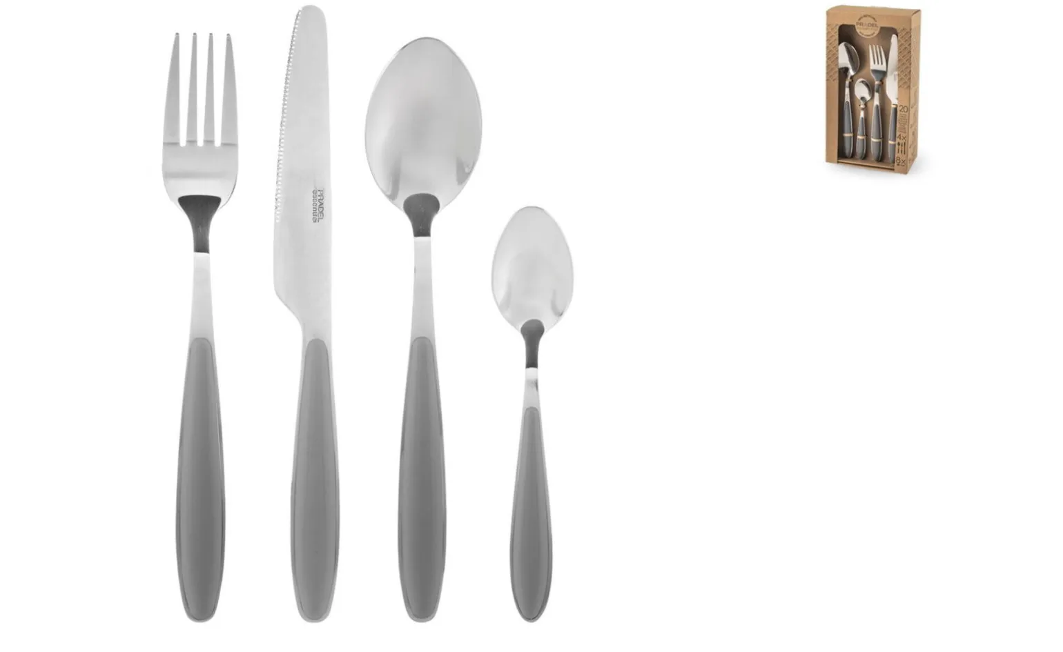 Colorfull set posate 20 pezzi grigio