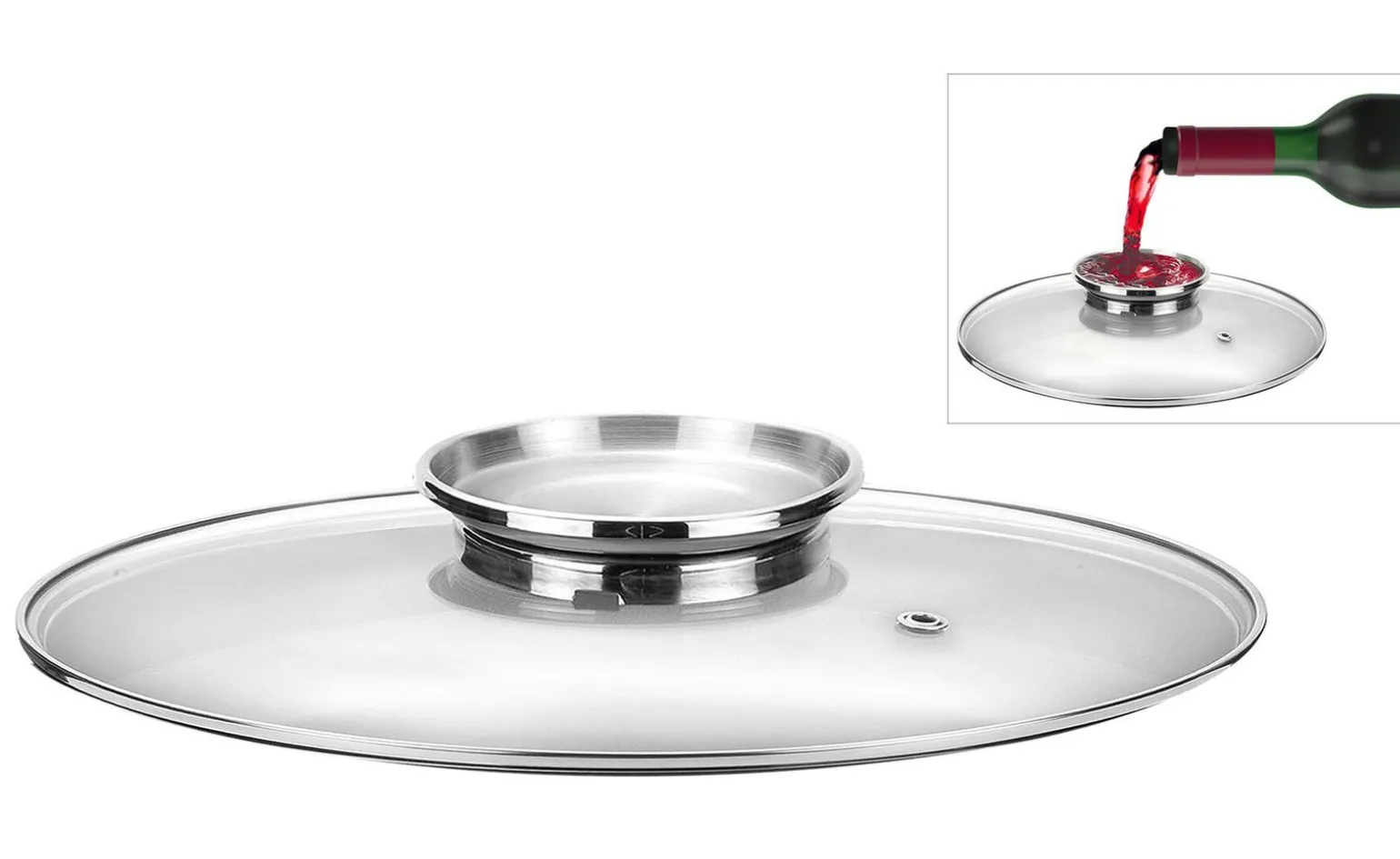 Coperchio in vetro con pomolo inox Ø16 cm