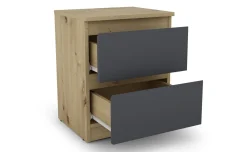 Delia comodino 2 cassetti rovere artisan/graphite