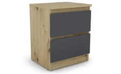 Delia comodino 2 cassetti rovere artisan/graphite