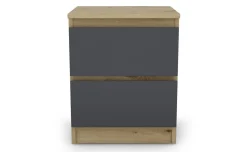 Delia comodino 2 cassetti rovere artisan/graphite