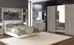 Desiree camera matrimoniale olmo bianco e cemento, letto senza contenitore