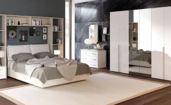 Desiree camera matrimoniale olmo bianco e bianco lucido, letto senza contenitore