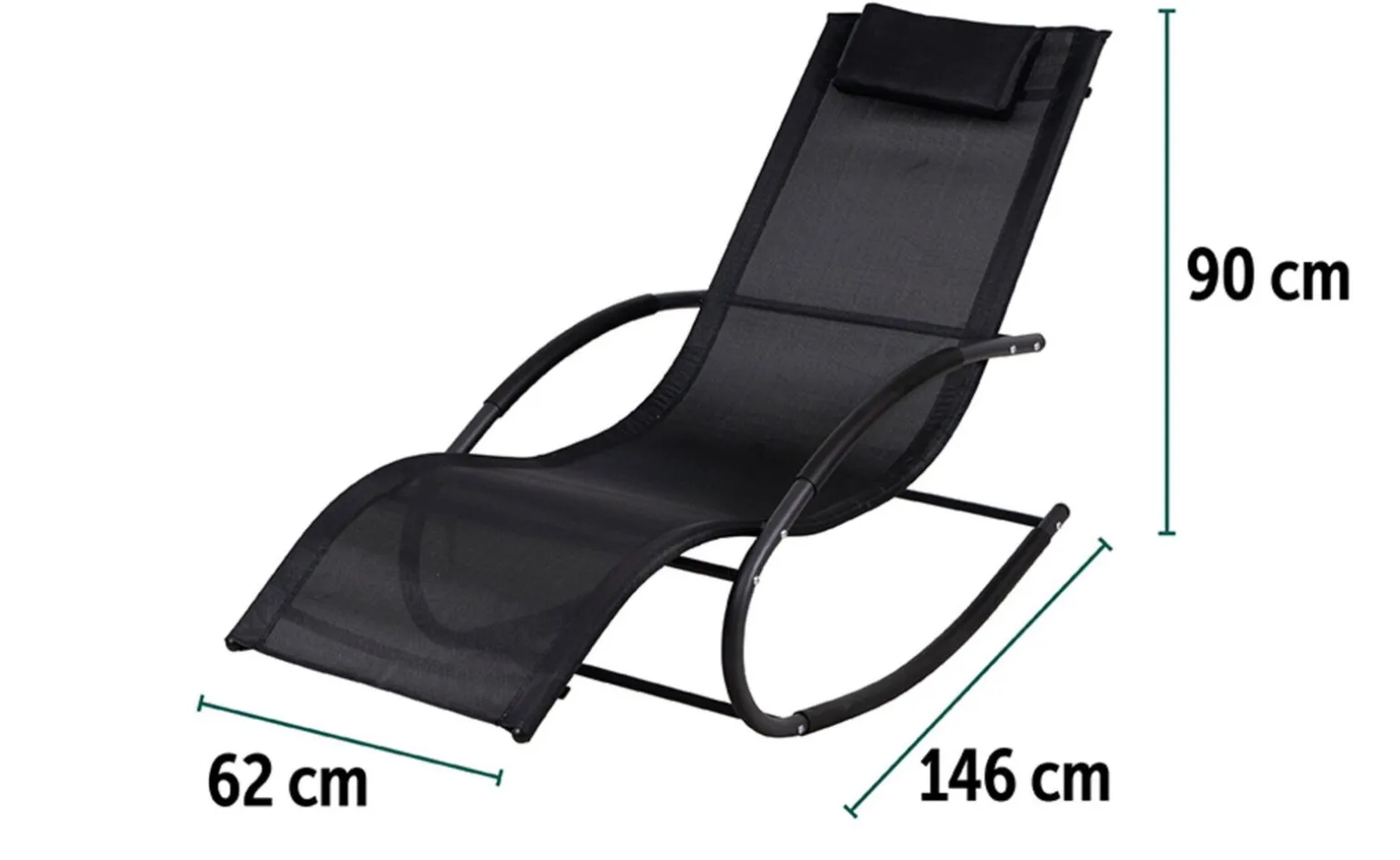 Dondolo Sole – cuscino in spugna, movimento dondolante – nero