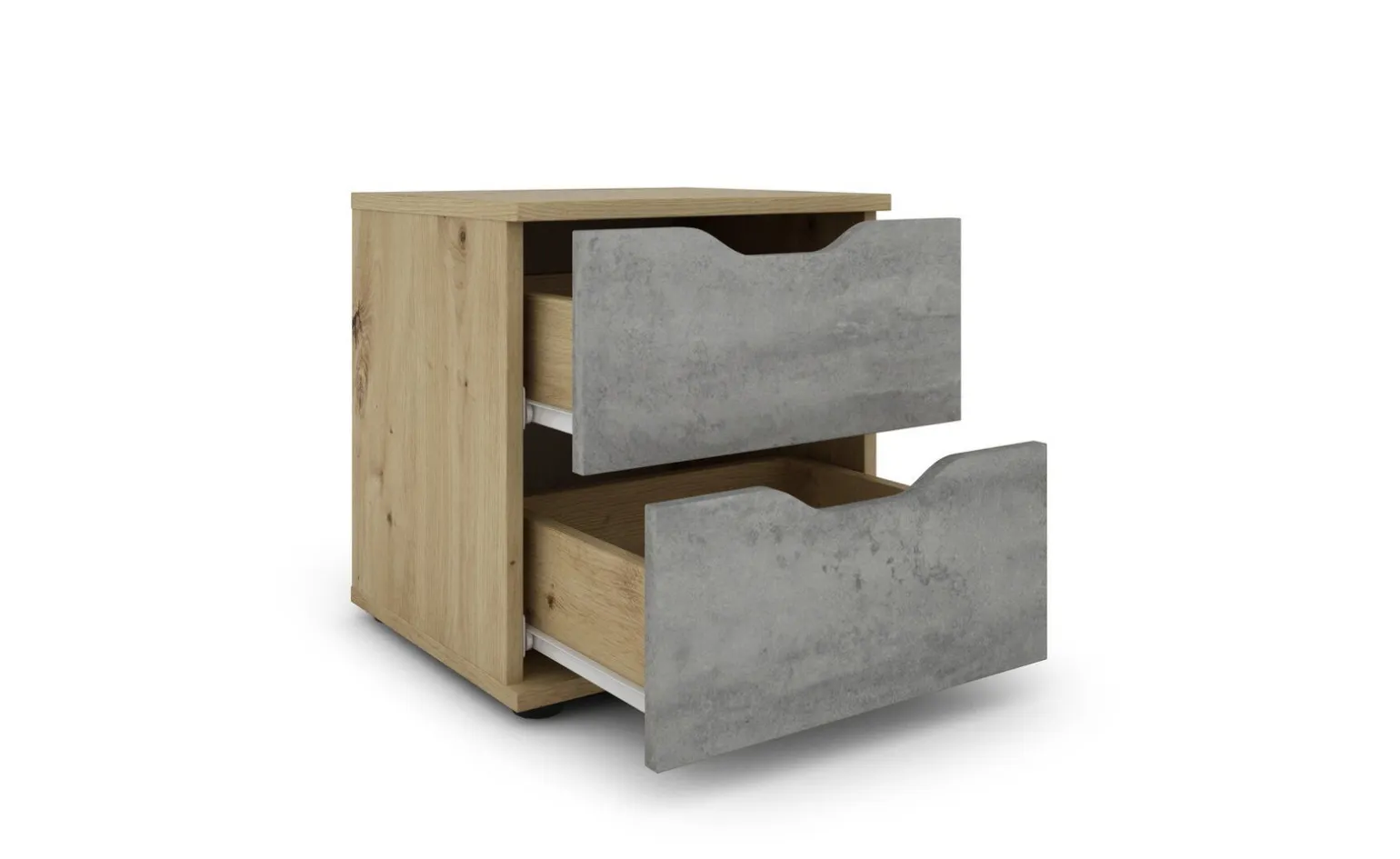Dora comodino 2 cassetti rovere artisan e beton