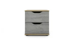 Dora comodino 2 cassetti rovere artisan e beton