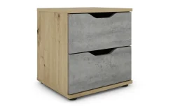 Dora comodino 2 cassetti rovere artisan e beton