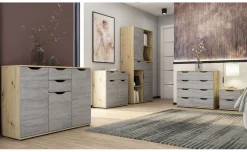 Dora mobile 3 ante, 2 cassetti rovere artisan e beton