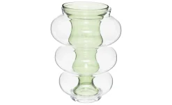Double vaso in vetro verde e trasparente h36 cm