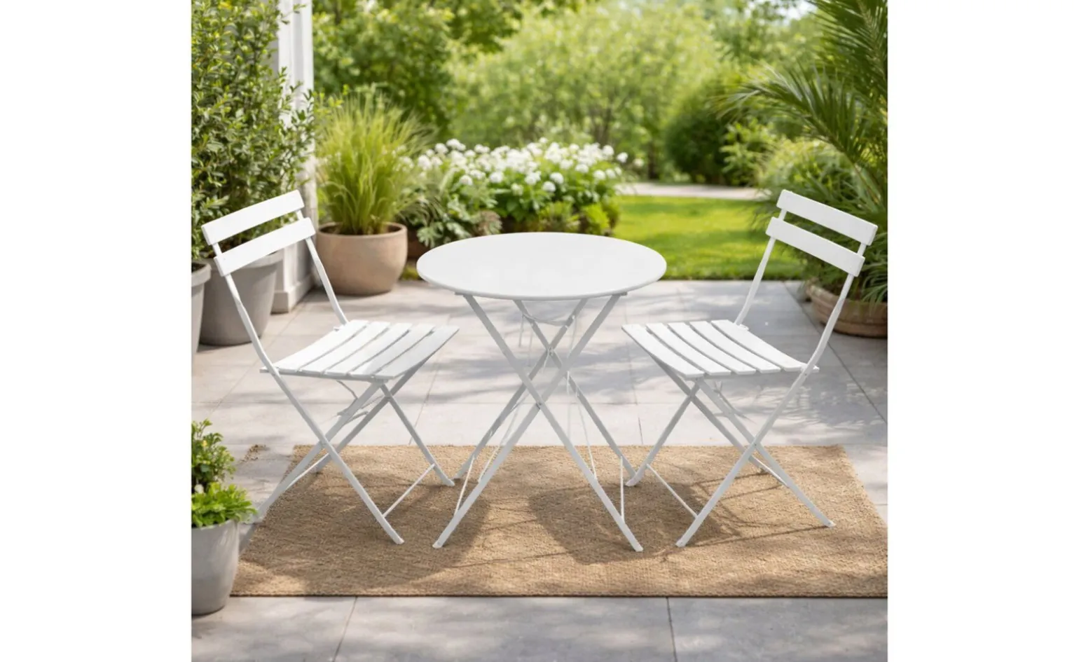 Dover set 2 sedie, 1 tavolo bistrot in metallo bianco
