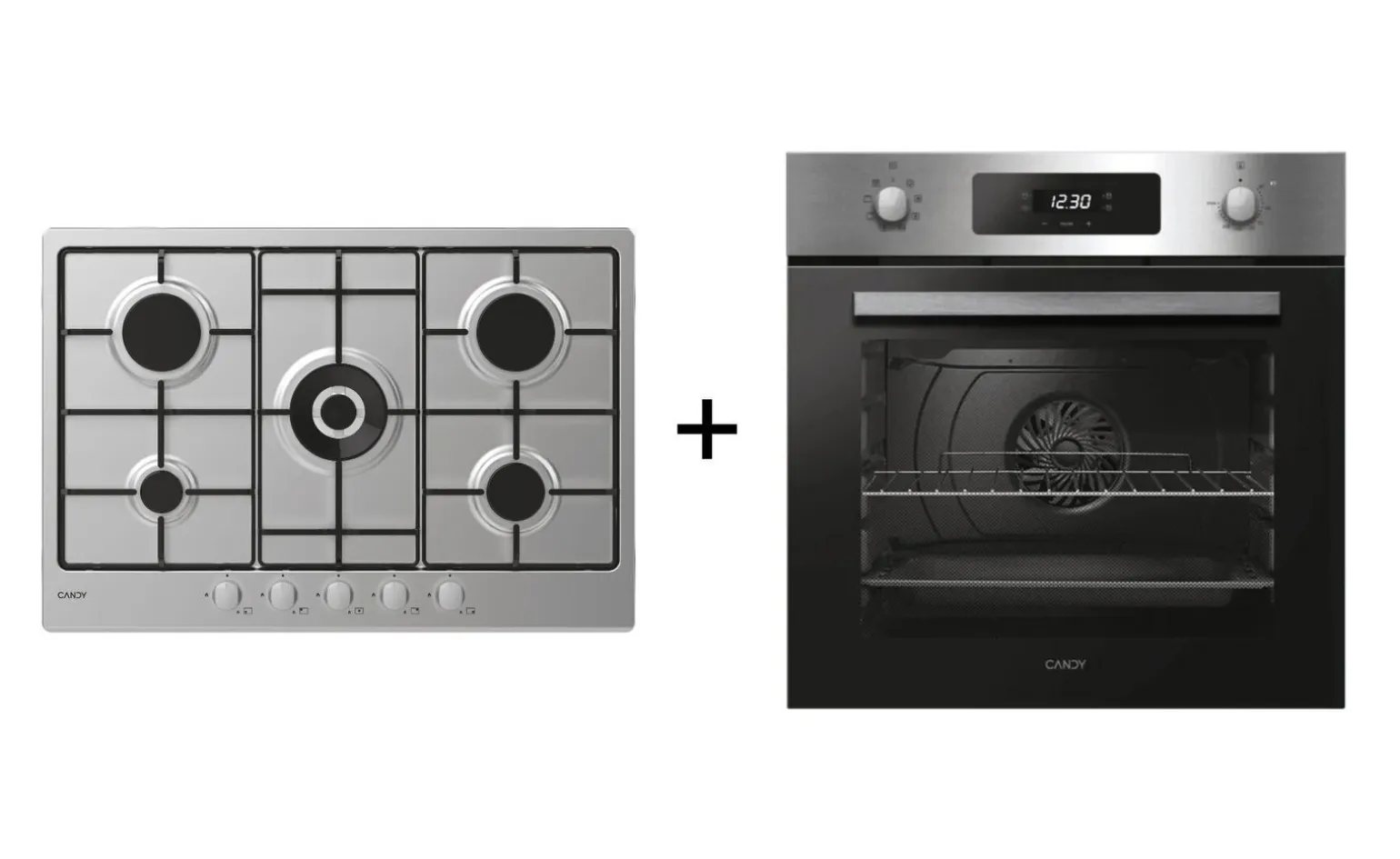 Duetto 75cm Gas + Forno Inox Candy